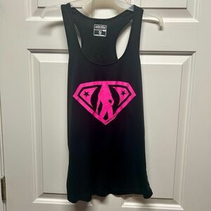 Monsta Girl Black Racerback Tank with Hot Pink Logo